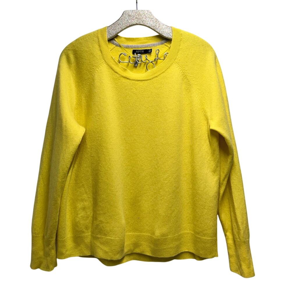 Yellow 100% Cashmere Sweater Pullover Crewneck Long Sleeve XL Apt 9